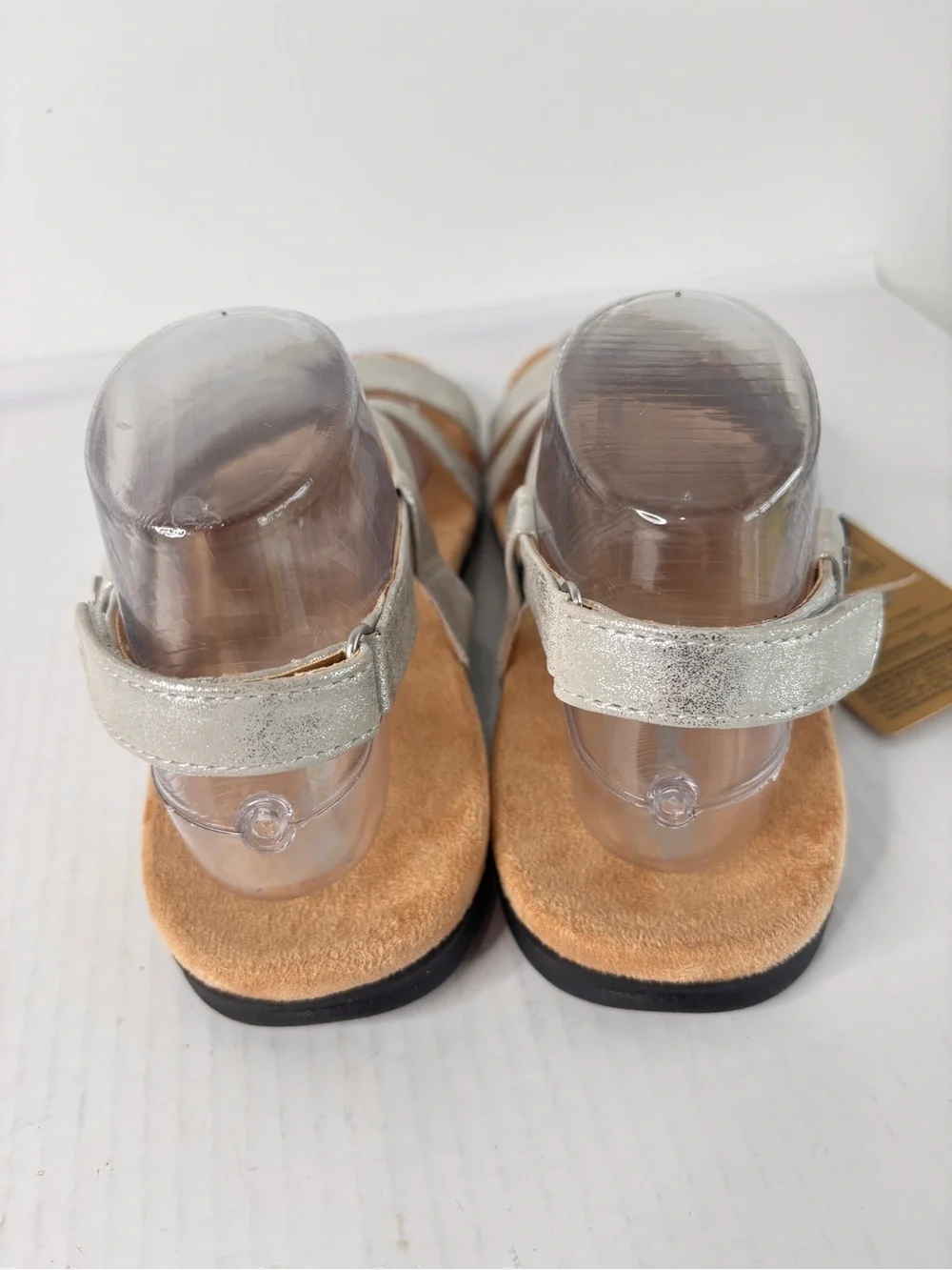 Spenco Grace Sandals Womens Size 8W Comfort Orthotic Cross Strap Sliver Metallic